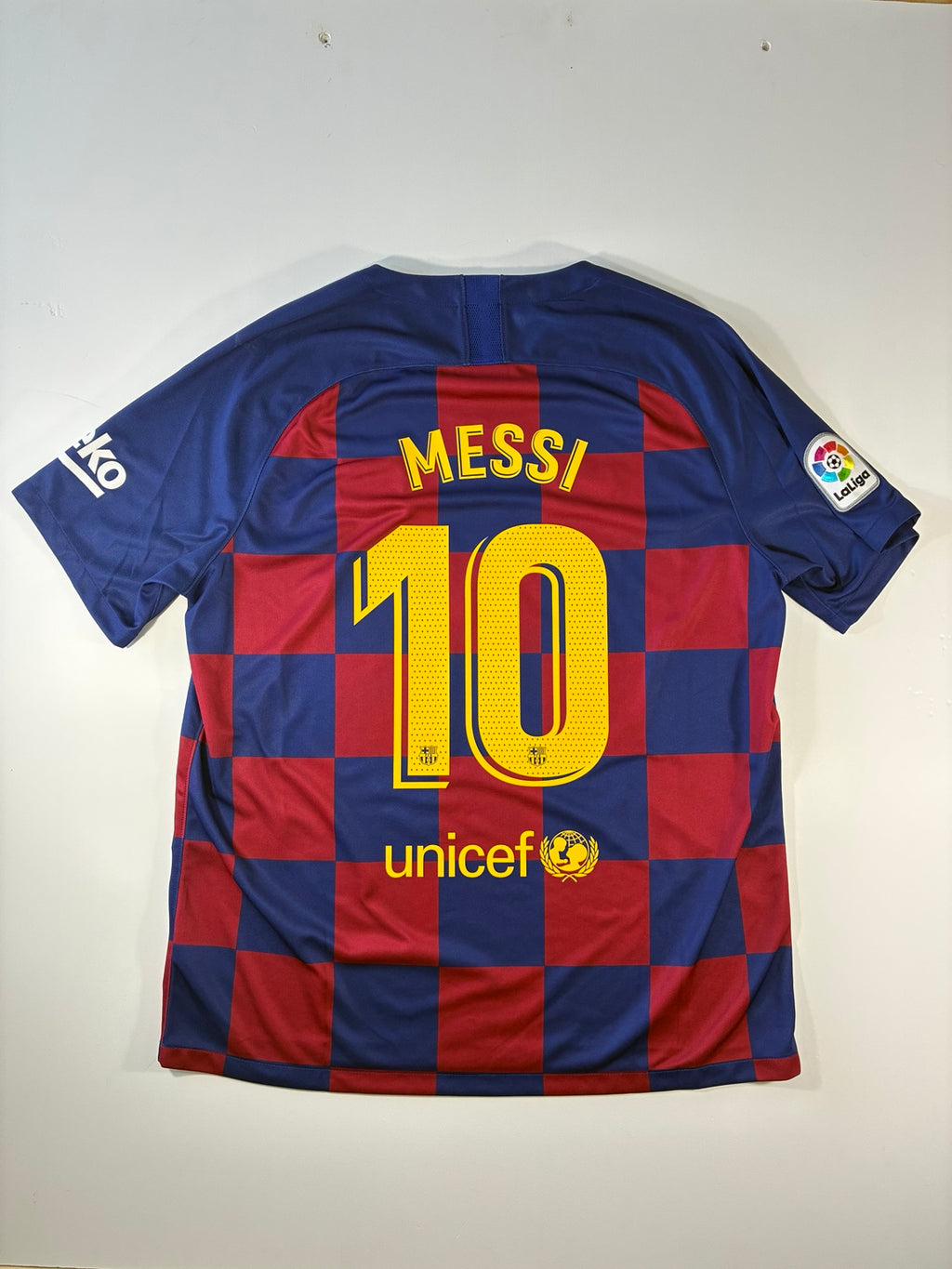 2019/20 FC Barcelona Lionel Messi #10 XL home jersey back with LaLiga patch