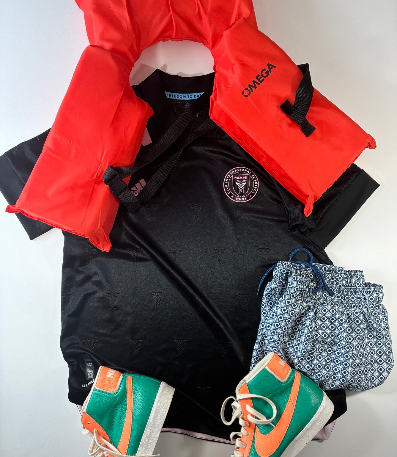 Inter Miami CF 2020 away player version adidas jersey styled flat lay