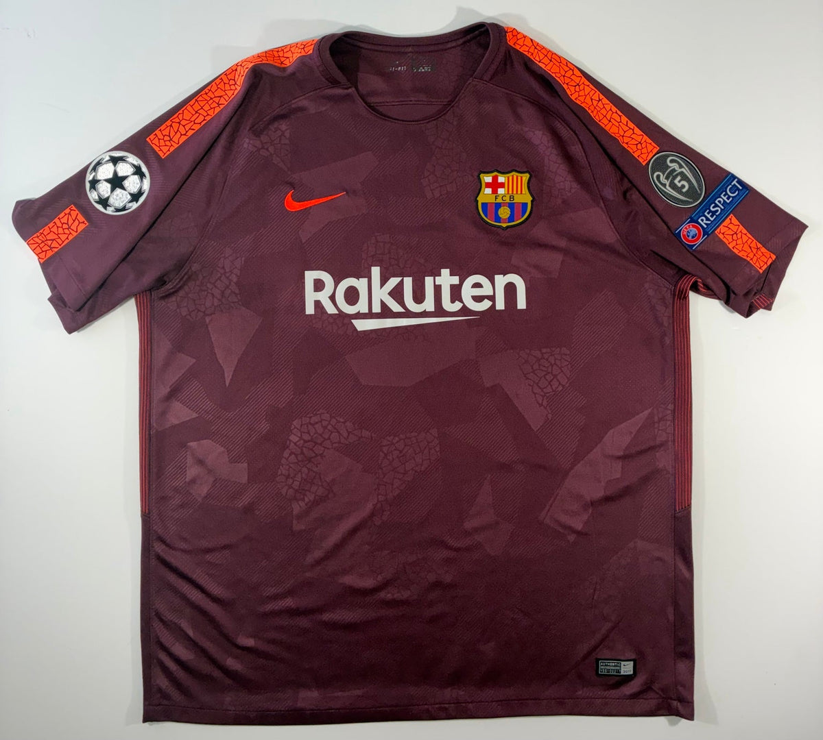 Front of Lionel Messi 2017-18 FC Barcelona third UEFA Champions League jersey, size XXL
