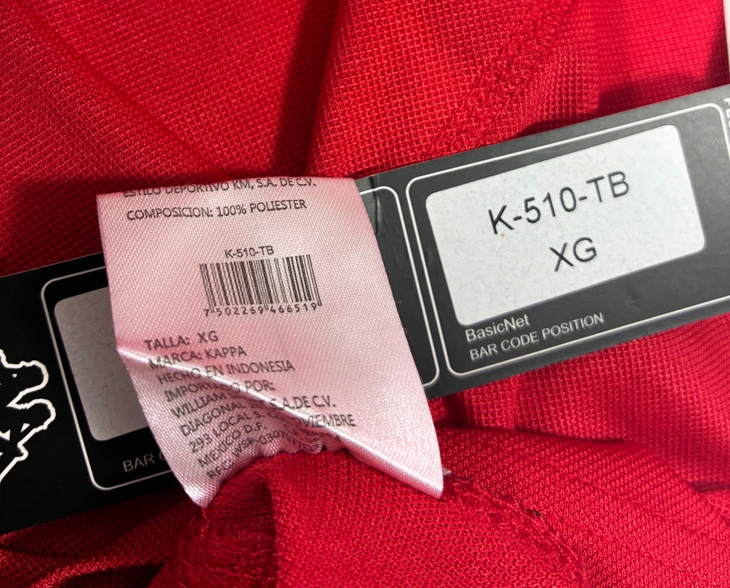 Tiburones Rojos de Veracruz 2013-14 Kappa home jersey product tag K-510-TB size XG